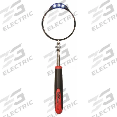 ULLMAN Inspection Mirror: 3 3/8 in Dia Mirror Size, Mirr. Mat. Stainless Steel - Illuminated Inspection Mirrors