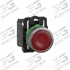 SCHNEIDER Illuminated Push Button: Illuminated, Flush Profile, Non-Metallic, 22 mm, 1NO/1NC (MPN XB5AW34B5). Key specifications — Brand: SCHNEIDER; Action: Momentary; Series: XB5; Push Button Material Type: Non-Metallic.