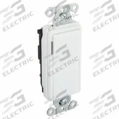 BRYANT Wall Switch: Rocker Switch, 3-Way, Maintained, White, 120/277V AC, 20 A (MPN 9903GLW). Key specifications — Illuminated: Yes; Voltage Rating: 120/277V AC.