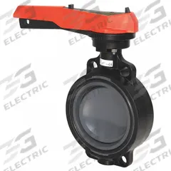 GEORG FISCHER Butterfly Valve: 3 in Pipe Size, Concentric, 145 psi Max. Pressure (CWP), Wafer, PVC (MPN 161567004). Key specifications — Brand: GEORG FISCHER; Handle Type: Lever; Disc Material: PVC.