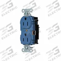 HUBBELL Receptacle: Duplex, 5-15, Blue, 125V AC, 15 A, 2 Pole / 3 Wire (MPN 5252STBL)