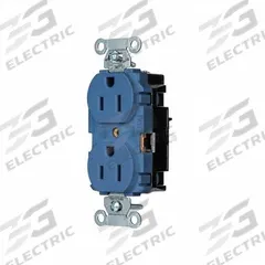 HUBBELL Receptacle: Duplex, 5-15, Blue, 125V AC, 15 A, 2 Pole / 3 Wire (MPN 5252STBL)
