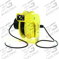 KH INDUSTRIES Extension Cord Reel: Constant Tension, 50 ft Cord Lg, 14 AWG, SOOW, Bare Wire Cord Lg (MPN RTFH4S-WW-B14K). Key specifications — Retractable Cord Ending NEMA Configuration: Bare Wire; Voltage: 600V AC; Brand: KH INDUSTRIES.
