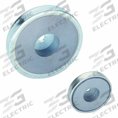 ELESA Magnet: Neodymium, 47 mm Outside Dia, 9.2 mm Thick - Cup Rare Earth Magnets