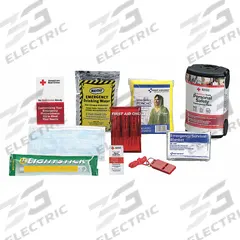 FIRST AID ONLY First Aid Kit: 26 Components, 5 People Served (MPN RC-612). Key specifications — Rations Included: Emergency Drinking Water; First Aid Supplies Included: (5) 3/8 in x 1-1/2 in Plastic Bandage; Housing Material: Plastic; Hygiene Supplies Included: (2) BZK Antiseptic Towelette; PPE and Shelter Supplies Included: Emergency Blanket; Power and Lighting Supplies Included: Light Stick; Writing and Communication Supplies Included: Whistle; Brand: FIRST AID ONLY.
