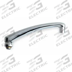 CHICAGO FAUCETS Spout: Spout, Arc, Swivel Spout, Brass, Polished Chrome, 2.2 gpm Flow Rate, Aerated (MPN L8JKABCP). Key specifications — Includes: Mounting Hardware; Product Type: Spout; Spout Style: Swivel; Body Material: Brass; Color/Finish: Polished Chrome; Brand: CHICAGO FAUCETS.