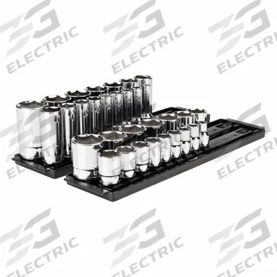 TEKTON Socket Set: 1/2 in Drive, 32 Piece, 6-Point, SAE - SAE & Metric Socket Sets