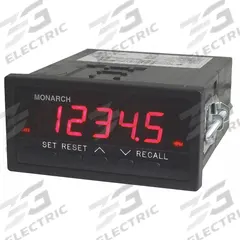 MONARCH Panel Tachometer: 5 RPM Min RPM, 999,999 RPM Max RPM, 0.001% of Reading RPM Accuracy, 5 mA (MPN 6141-114110). Key specifications — Input Voltage: 100V to 240V AC; Output Current: 5 mA; Output Voltage: 5V DC; RPM Accuracy: 0.001% of Reading; Brand: MONARCH.