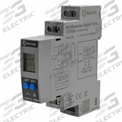 TRUMETER Time Delay Relay: 24 to 240V AC/DC - DIN Rail-Mounted Relays
