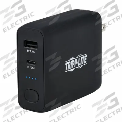EATON TRIPP LITE Power Bank: 5,000 mAh Capacity, 2 Output Connectors - Power Banks with Wall Chargers