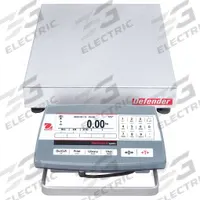 OHAUS Industrial Bench Scale: 12 in x 12 in, Not IP Rated, Front-Mounted, Defender 5000 (MPN 30461648). Key specifications — Connection Ports: RS-232; Readability: 0.001 lb/0.5 g; Brand: OHAUS; Weighing Surface Material: Stainless Steel.