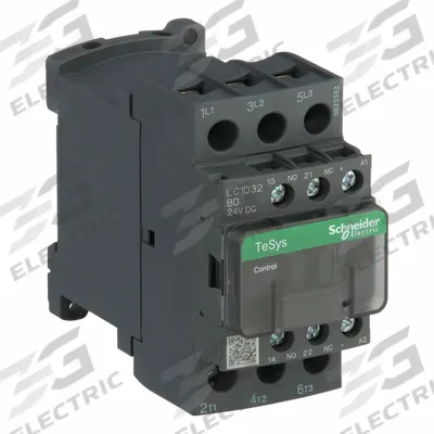 SCHNEIDER Magnetic Contactor: Non-Reversing, 3 Poles, 3NO Contacts, 32 A - Non-Reversing IEC Contactors