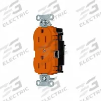 HUBBELL Receptacle: Duplex, 5-15, Orange, 125V AC, 15 A, 2 Pole / 3 Wire (MPN 5252STO)