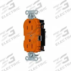 HUBBELL Receptacle: Duplex, 5-15, Orange, 125V AC, 15 A, 2 Pole / 3 Wire (MPN 5252STO)