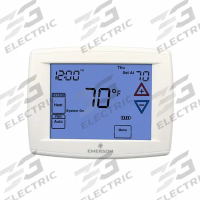 EMERSON Low Voltage Thermostat: Heat and Cool, Auto, 5-1-1/7 Day, Horizontal, Rectangle - Standard Thermostats