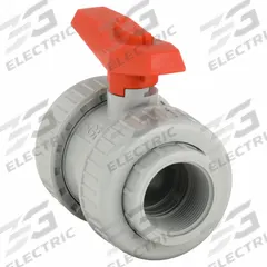 GF PIPING SYSTEMS Manual Two-Way Ball Valve: 1 1/2 in Size, CPVC, Straight, Socket x FNPT, Two-Piece (MPN 163375006). Key specifications — Brand: GF PIPING SYSTEMS; Handle: Lever.