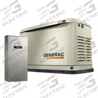 GENERAC Generac Standby Generator: Natural Gas/Propane, Air, Single Phase, 240V AC, 70.8 A (MPN 7228). Key specifications — Transfer Switch Included: Yes; Brand: GENERAC; CARB Compliant: Yes.