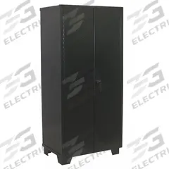 JAMCO Storage Cabinet: 36 in x 24 in x 78 in, Swing Handle & Padlock Hasp, 14 ga Panel Thick, Legs (MPN DL236BL). Key specifications — attr62698: Black; attr62736: Welded; attr87895: Legs; attr62693: Assembled; attr62737: Stationary; attr62694: Adjustable; attr62695: Powder Coated; attr62696: Steel.
