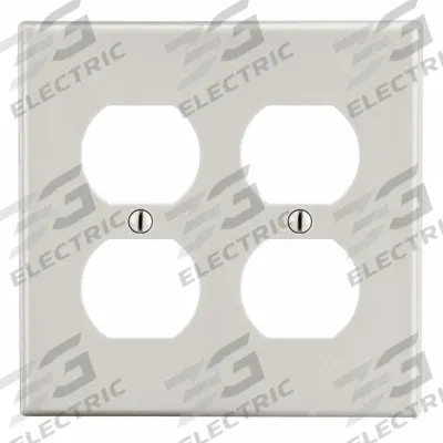 HUBBELL Wall Plate: Duplex Outlet, 2 Gang, Almond - General Purpose Wall Plates
