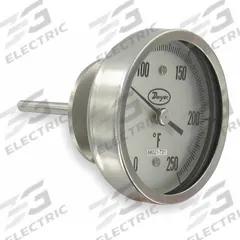 DWYER Sanitary Dial Thermometer: -40°F to 160°F, +/- 1% Accuracy, 5 in Dial Dia, 4.5 in Stem Lg (MPN BT20S54541). Key specifications — Accuracy: +/- 1%; Brand: DWYER.