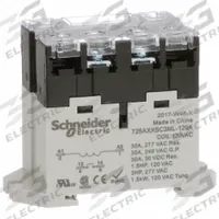 SCHNEIDER Enclosed Power Relay: DIN-Rail & Surface Mounted, 30 A Current Rating, 120V AC, SPST-NO (MPN 725AXXSC3ML-120A). Key specifications — attr211321: SCHNEIDER; attr864602: DIN Rail & Top Flange; attr864634: Screw Terminal; attr864642: 725AXXSC3ML-120A; attr869492: 30 A at 240V AC (Resistive Load); attr934629: Harmony™ 725 Power Series.