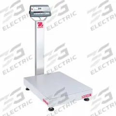 OHAUS Industrial Bench Scale: 18 in x 24 in, Not IP Rated, Column-Mounted, Stainless Steel (MPN D52P50RTX2). Key specifications — Connection Ports: Wi-Fi®; Readability: 0.005 lb/2 g; Brand: OHAUS; Weighing Surface Material: Stainless Steel.