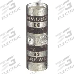 THOMAS & BETTS Open Barrel Splice: 2 AWG Wire Size, Brown Code, 1.25 in, Copper Barrel, 33 Die (MPN 54507). Key specifications — Die Code: 33; Brand: THOMAS & BETTS; Color Code: Brown.