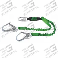 MILLER BY PIP Shock-Absorbing Lanyard: Shock Pack, Steel Rebar Hook, Polyester Web Loop, 2 Legs (MPN 8798RSS-Z7/4FTGN). Key specifications — Brand: MILLER BY PIP; Color: Green; Visual Load Indicator: Yes; Shock-Absorbing Lanyard Material: Polyester.