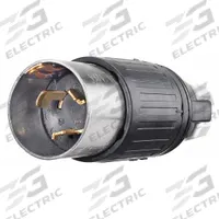 BRYANT Locking Plug: Non-NEMA, Black, 250V DC/600V AC, 50 A, 3 Pole, 4 Blade (MPN 3765). Key specifications — Brand: BRYANT.