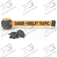 BANNER STAKES Magnetic Retractable Belt Barrier: Magnet, 30 ft Belt Lg, Danger Messaging, Orange (MPN MH5013). Key specifications