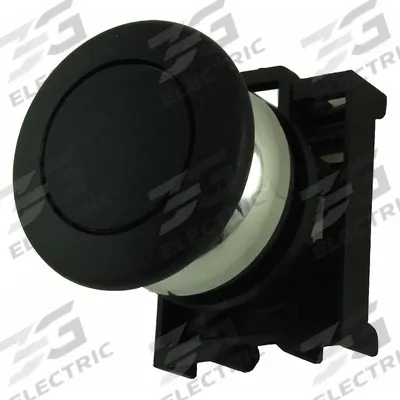 EATON Mushroom Head Push Button: Black, 22 mm Mounting Size, Metallic - Mushroom-Head Push-Button Operators