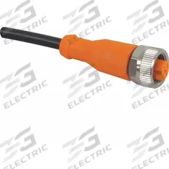 Cordset: M12 Female Straight X Bare Wire, 5 Pins, Black, PUR, 5 m Cable Lg, 4 A Max Current (A) (MPN EVC002). Key specifications — Cable Jacket Color: Black; End 1 Gender: Female; End 1 Mounting Orientation: Straight; End 2 Connection Type: Bare Wire; IP Rating: IP67; Brand: IFM; Wire Size: 22 AWG; Cable Jacket Material: PUR.