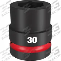 MILWAUKEE Standard Impact Socket: 1 in Drive Size, Metric, 30 mm Socket Size, 6-Point, Std, Friction (MPN 49-66-6595). Key specifications — attr1215501: MILWAUKEE; attr1215515: Black Phosphate; attr1215518: 30 mm.