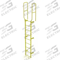 TRI-ARC Ladder,Walk-Thru Fixed,Steel,9-Rung: 12 ft Overall Ht, 28 in Overall Wd, Steel, 9 Rungs (MPN WLFS0209-Y). Key specifications — Brand: TRI-ARC; Number of Sections: 1.