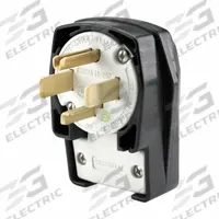 HUBBELL Straight Blade Plug: 14-30P, 125/250V AC, 30 A, 3 Pole, 4 Blade, Black (MPN HBL9432C)