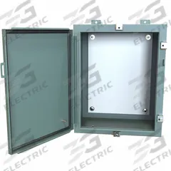 HAMMOND Electrical Enclosure: Steel, 20 in x 16 in x 10 in, NEMA 12/13/3R/4, w/Panel, Solid Cover (MPN 1418N4C10). Key specifications — Closure Method: Clamps; Brand: HAMMOND; Knockouts: Not Included.