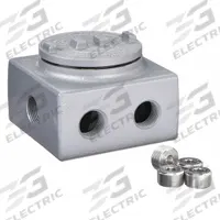 Conduit Outlet Body: Aluminum, Powder Coated, GRSS, 3/4 in Trade Size, 7 Hub Body, Threaded (MPN GRSS75). Key specifications — Series: For Standard Body; Compatible Conduit Trade Size: 3/4 in; Thread Gender: Female; Hub Style: Threaded; Cover Included: Yes; Body Style: 7 Hub; Connection Type: Threaded; Back Type: Flat.