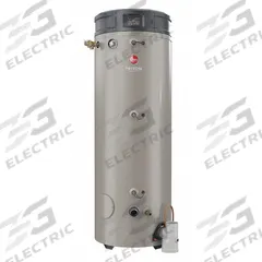 RHEEM Commercial Gas Water Heater: Natural Gas, Low NOx, 100 gal, 130,000 BTU, 77.5 in Ht (MPN GHE100SU-130). Key specifications — Display Sell UOM: EA; Market: Commercial; Standards: LWH; Sub-brand: Triton; Brand: RHEEM; Low NOx: Yes; Water Connection Location: Side; Fuel Type: Natural Gas.