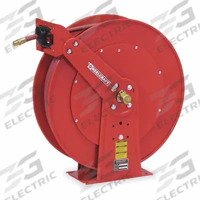 REELCRAFT Spring Return Hose Reel: 75 ft (3/4 in I.D.), 3/4 in MNPT, 250 psi Max Op Pressure - Dual-Arm Air or Water Spring-Return Hose Reels