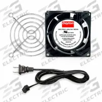 DAYTON Axial Fan: 20 cfm_25 cfm Airflow @ 0.000 in SP, 3 1/8 in Ht, 1 1/2 in Dp, Terminals, IP20 (MPN 786EU9). Key specifications — Blade Material: Polycarbonate; Includes: Cord Set with NEMA 1-15 Plug; Brand: DAYTON.