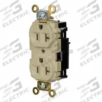 HUBBELL Receptacle: Duplex, 5-20, Ivory, 125V AC, 20 A, 2 Pole / 3 Wire (MPN HBL5362STI)