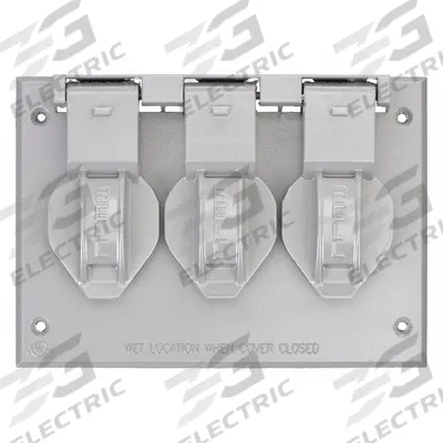 BELL Weatherproof Cover: Aluminum, Outdoor Receptacles, 3 Gangs, 4 9/16 in Overall Ht - Aluminum & Zinc Weatherproof Electrical Box Covers