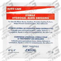 BURNAID Burn Dressing: 4 in Dressing Lg, 4 in Dressing Wd, Surgical Foam with Burn Gel, Sterile (MPN 3060). Key specifications — Water Resistance: Not Water Resistant; Unitized: Bulk; Standards: ANSI Z308.1-2003; Manufacturer Part Number: 3060; Product Type: Burn Dressing; Sterility: Sterile; Brand: BURNAID; Fastener Included: Fastener Not Included.