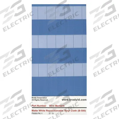 BRADY Wire Marker Book: (), White/Transparent, 180 Labels, Vinyl - Write-On Wire Marking Label Sheets