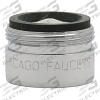 CHICAGO FAUCETS Outlet: 1 gpm Flow Rate, Laminar Flow Outlet, Brass, Chrome Finish, Male, UNS (MPN E74JKABCP). Key specifications — Material: Brass; Product Type: Outlet; Connection Size: 13/16"-27; Brand: CHICAGO FAUCETS.