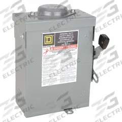 SQUARE D Safety Switch: Fusible, 30 A, Three Phase, 240V AC, Galvanized Steel, Indoor/Outdoor (MPN D321NRB). Key specifications — Brand: SQUARE D.