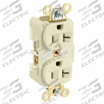 HUBBELL Receptacle: Duplex, 5-20, Ivory, 125V AC, 20 A, 2 Pole / 3 Wire (MPN HBL5362I) - General Purpose Receptacles