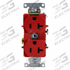 LEVITON Duplex Receptacle Outlet: Duplex, 5-20, Red, 125V AC, 20 A, 2 Pole / 3 Wire (MPN 5352-R)