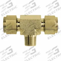 BRENNAN INDUSTRIES Compression Tee Fitting: 3/8 in OD x 3/8 in OD x 1/4 in Pipe Size, Brass (MPN N2601-06-06-04-B). Key specifications — Compatible Fitting Brands: Parker CPI; Brand: BRENNAN INDUSTRIES; Series: N2601.