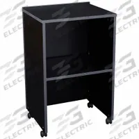 OKLAHOMA SOUND Lectern: Black, Laminate, 33 3/4 in Overall Ht, 21 1/8 in Overall Wd, Mobile (MPN 112-BK). Key specifications — attr986520: Black; attr986513: OKLAHOMA SOUND; attr986529: No; attr986538: Laminate; attr986530: No.